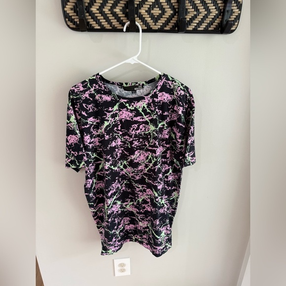 Love Moschino Paint Splatter Tee Shirt Dress - Black/Green/Purple - US Size 2 - Picture 9 of 10